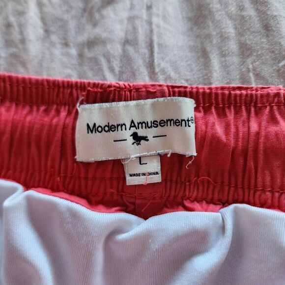 Modern Amusement Red‎ White Blue stars stripes flag swim trunks mens size L - Picture 3 of 4